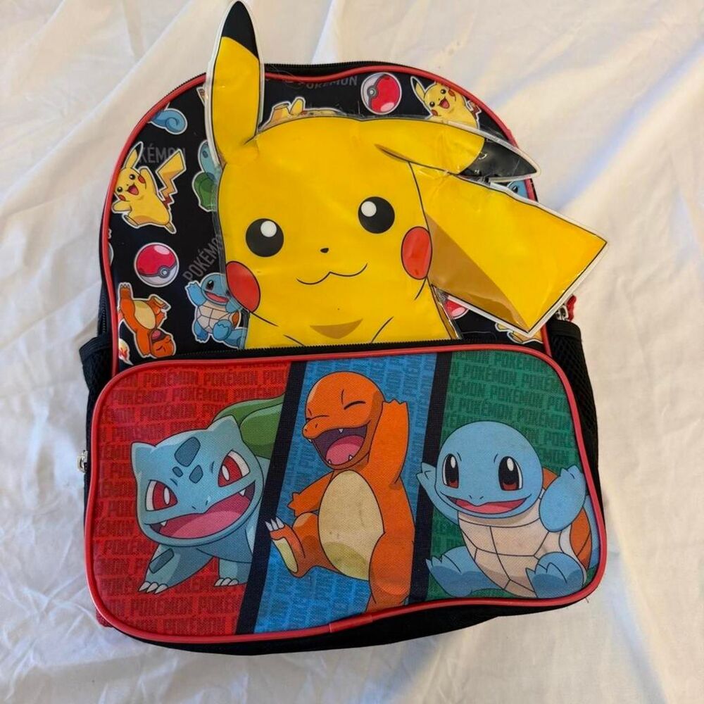 Pokémon Pikachu 3D Glossy Kids Backpack Starter Characters Bulbasaur Charmander